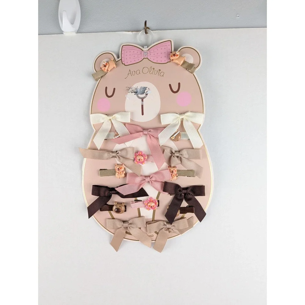 Ava Olivia Bear‎ Hair Clip Holder Organizer Storage Display Baby Girl Bows